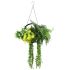 ECOOPTS 1 PC Artificial Hanging Plants with Black Frame Faux Plants with S-Shaped Hooks for Indoor Outdoor Garden Home Bathroom Living Room Wall Decor (Green Yellow)