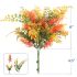 ECOOPTS 1pc Artificial Bushes Plastic Plants Leaves Stems Artificial Fake Flowers for Home Office Wedding Decoration Christmas Decor (Green Red Orange)