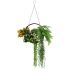 ECOOPTS 1 PC Artificial Hanging Plants with Black Frame Faux Plants with S-Shaped Hooks for Indoor Outdoor Garden Home Bathroom Living Room Wall Decor (Green Orange)